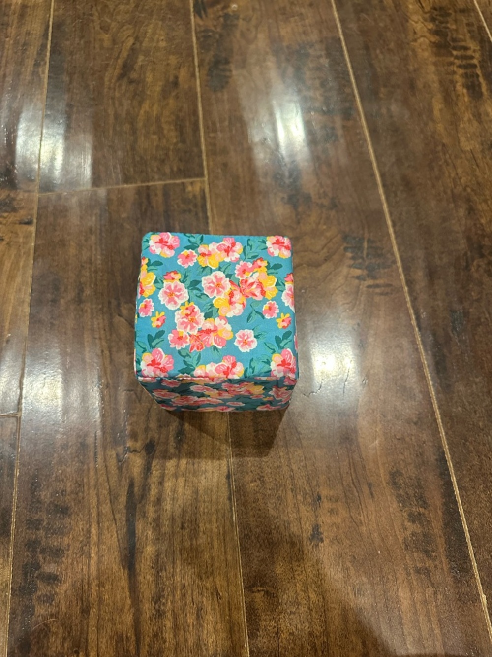 Floral Pattern Soft Play Cube - Teal Pink Flowers